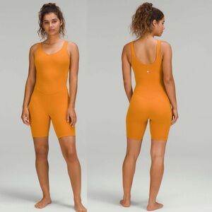 Lululemon Align Onesie Size 4 Autumn Orange 8” Active Romper Bodysuit Bike Short